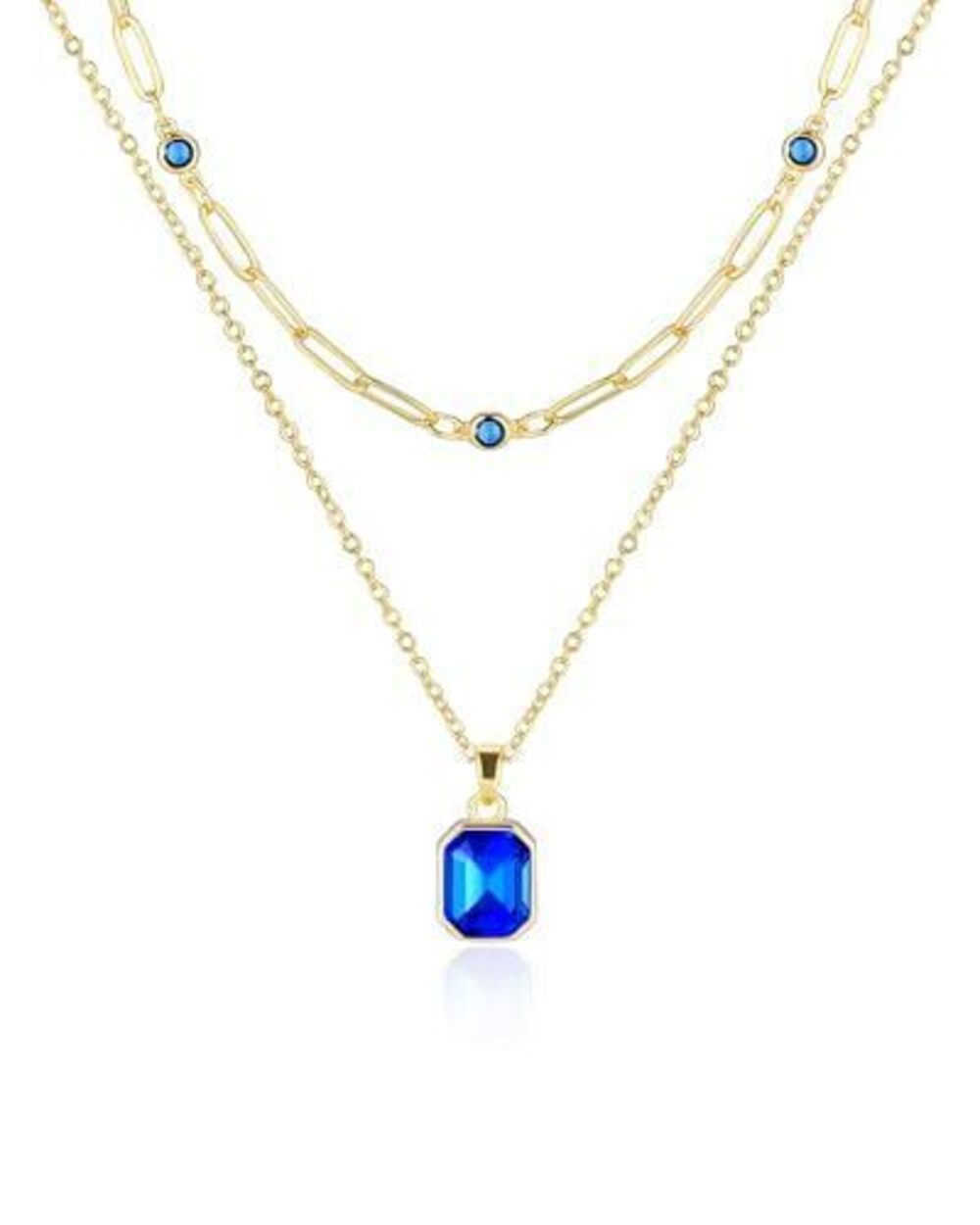 4124 Gold Layered Necklaces , 18k Gold Plated Crystal Necklace Paperclip